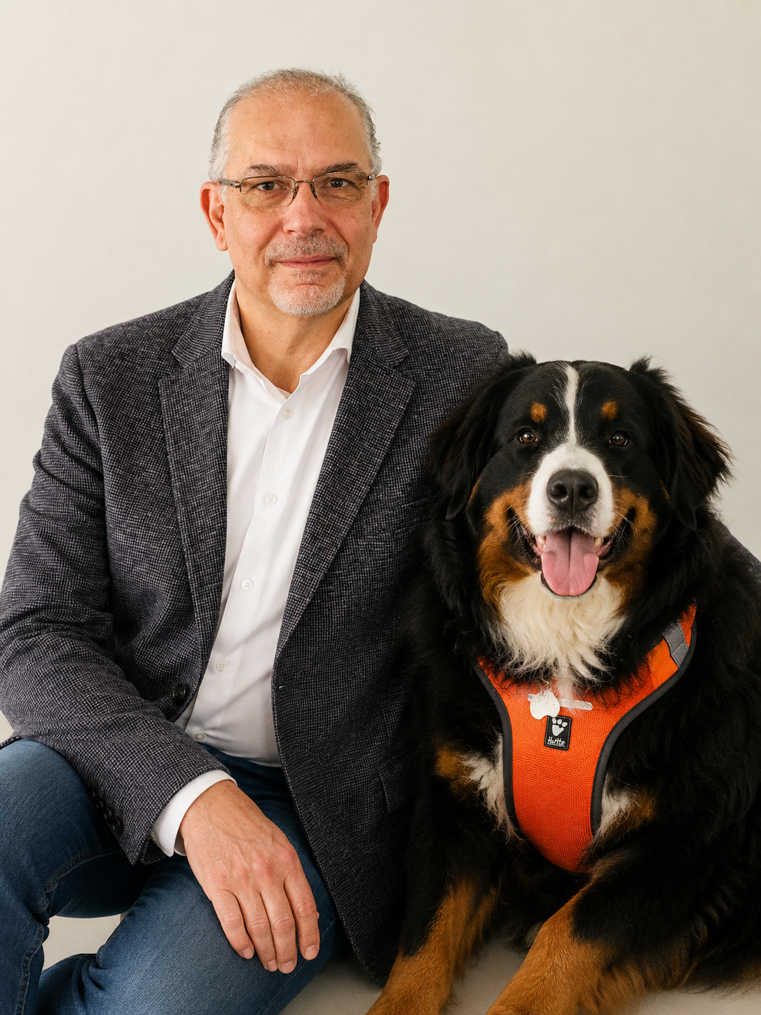 Ali Hosny with his dog Kiwi in Glenorchy
